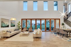 Living room with huge sliding glass door