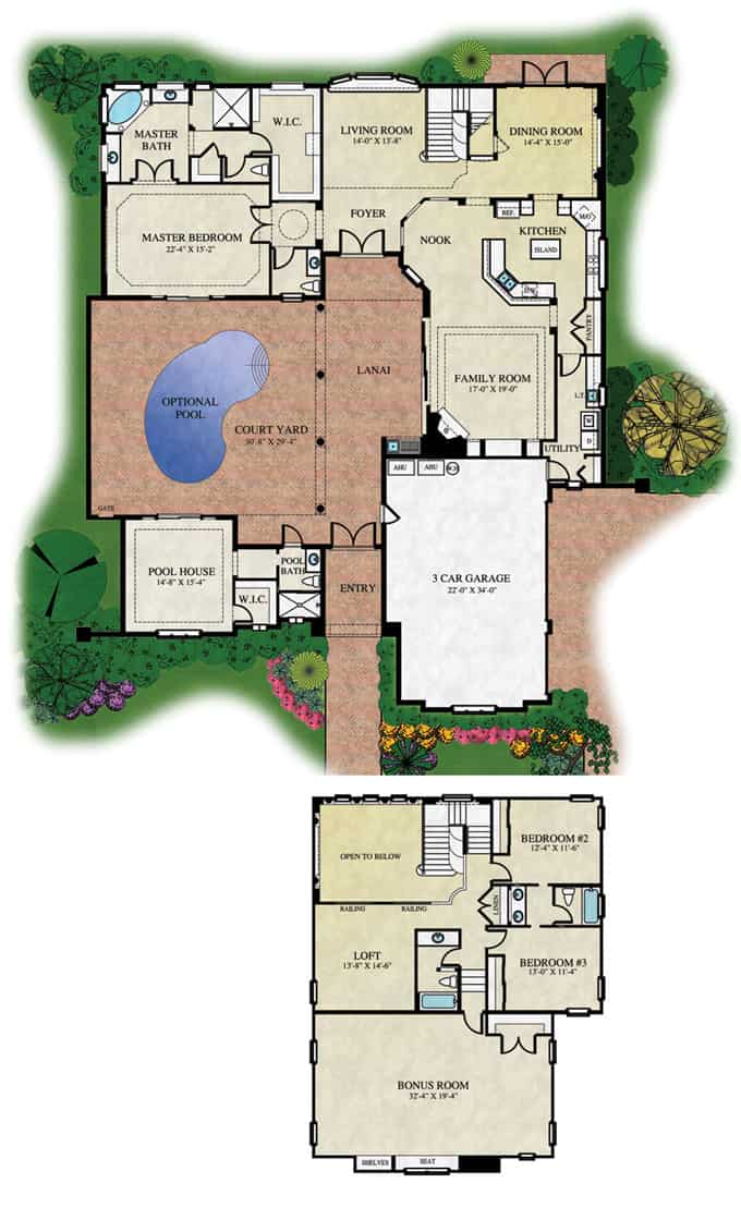 courtyard floor plan Orlando s Premier Custom Home Builder