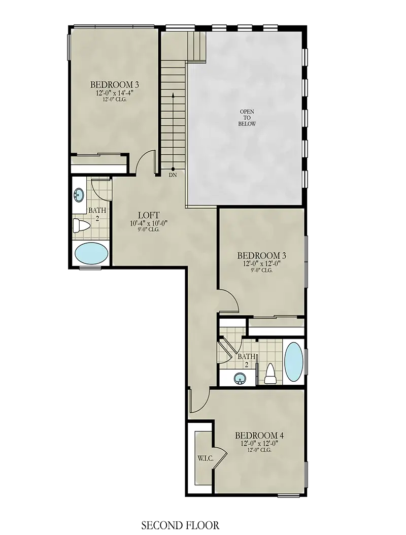 Cabana Courtyard Custom Home - Second Floor Plan